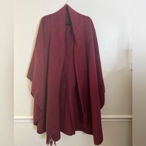 Alpaca Camargo Red Button Up Cape Poncho One Size Built In Scarf Vintage NWOT
